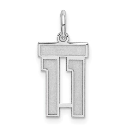 Sterling Silver/Rhodium-plated Satin Number 11 Charm