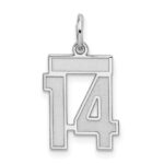 Sterling Silver/Rhodium-plated Satin Number 14 Charm