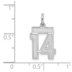 Sterling Silver/Rhodium-plated Satin Number 14 Charm - Image 3