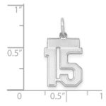 Sterling Silver/Rhodium-plated Satin Number 15 Charm - Image 3