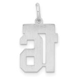 Sterling Silver/Rhodium-plated Satin Number 16 Charm - Image 4