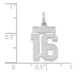 Sterling Silver/Rhodium-plated Satin Number 16 Charm - Image 3