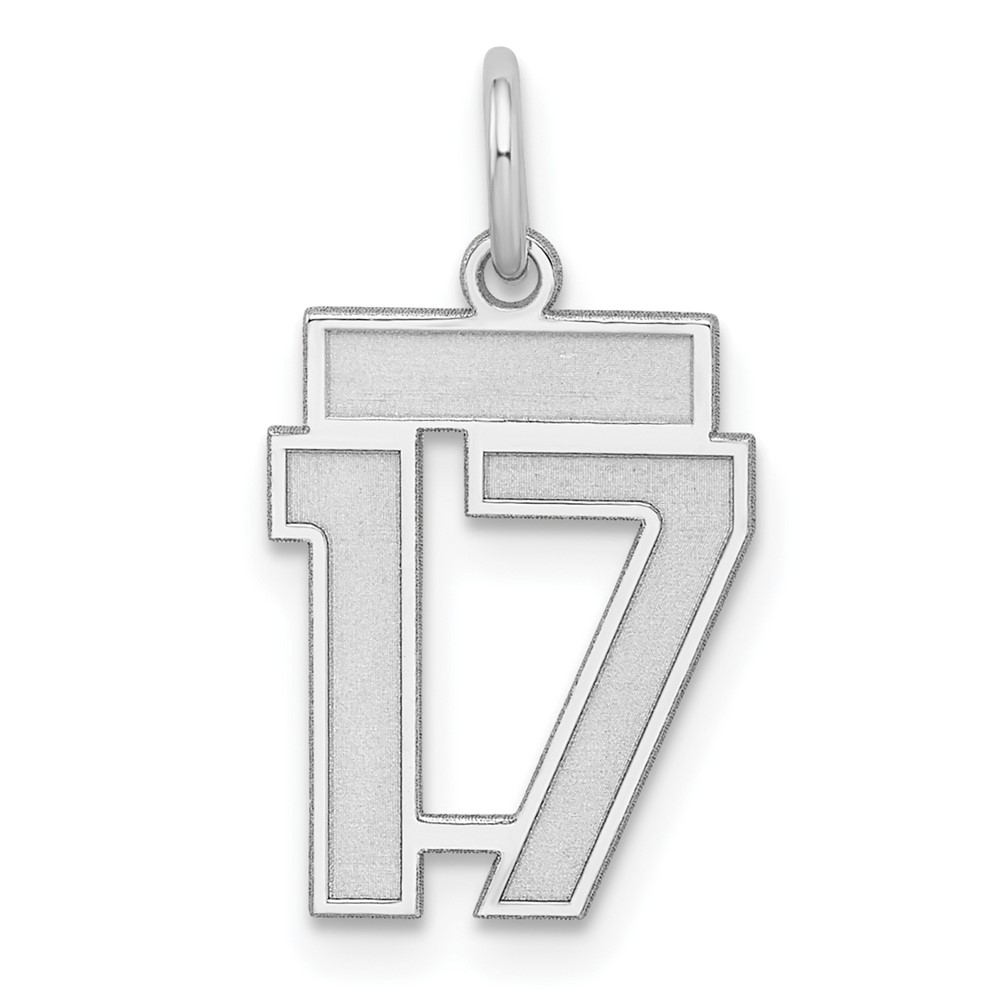 QPS17.jpg Sterling Silver/Rhodium-plated Satin Number 17 Charm - Image 1