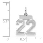 Sterling Silver/Rhodium-plated Satin Number 22 Charm - Image 3