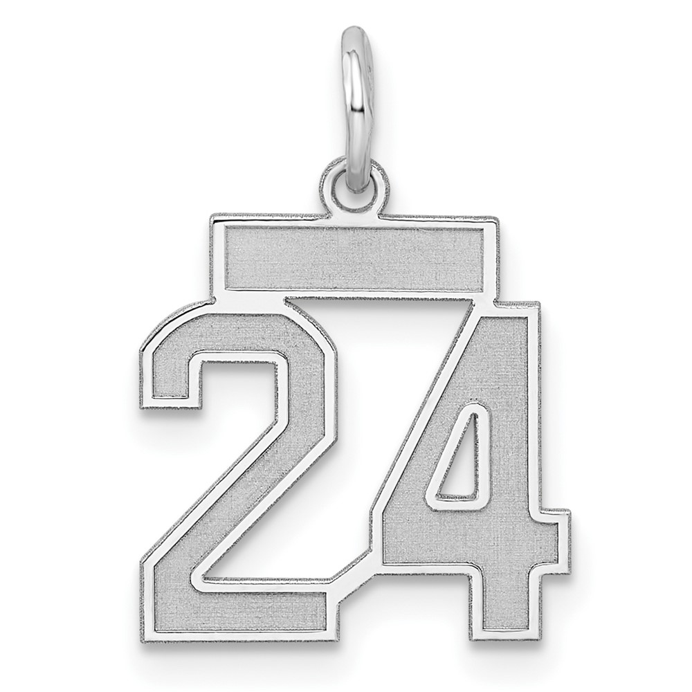 QPS24.jpg Sterling Silver/Rhodium-plated Satin Number 24 Charm - Image 1