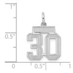 Sterling Silver/Rhodium-plated Satin Number 30 Charm - Image 3