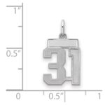 Sterling Silver/Rhodium-plated Satin Number 31 Charm - Image 2