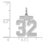 Sterling Silver/Rhodium-plated Satin Number 32 Charm - Image 3