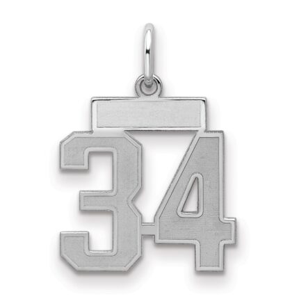 Sterling Silver/Rhodium-plated Satin Number 34 Charm