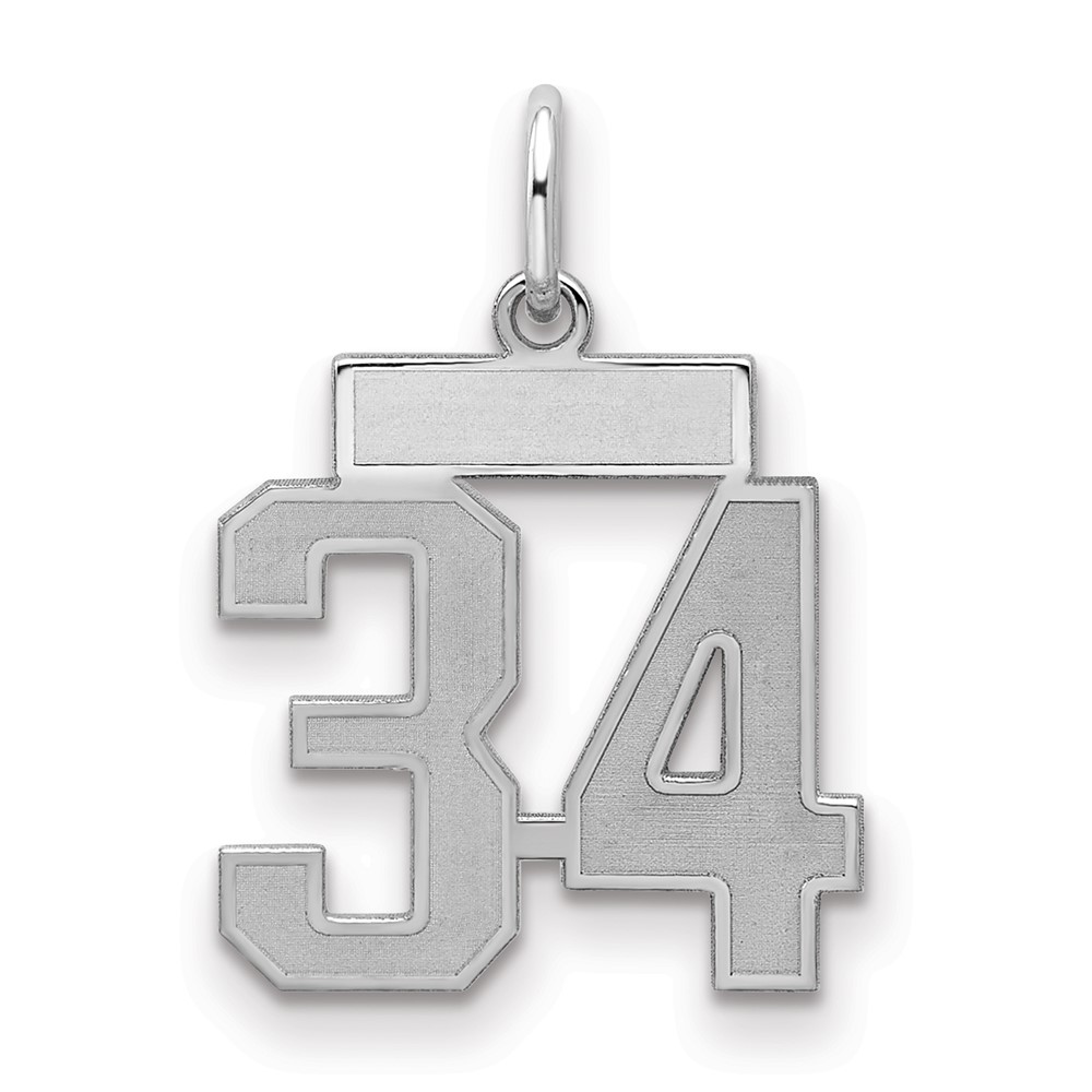 QPS34.jpg Sterling Silver/Rhodium-plated Satin Number 34 Charm - Image 1
