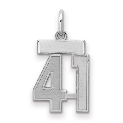 Sterling Silver/Rhodium-plated Satin Number 41 Charm