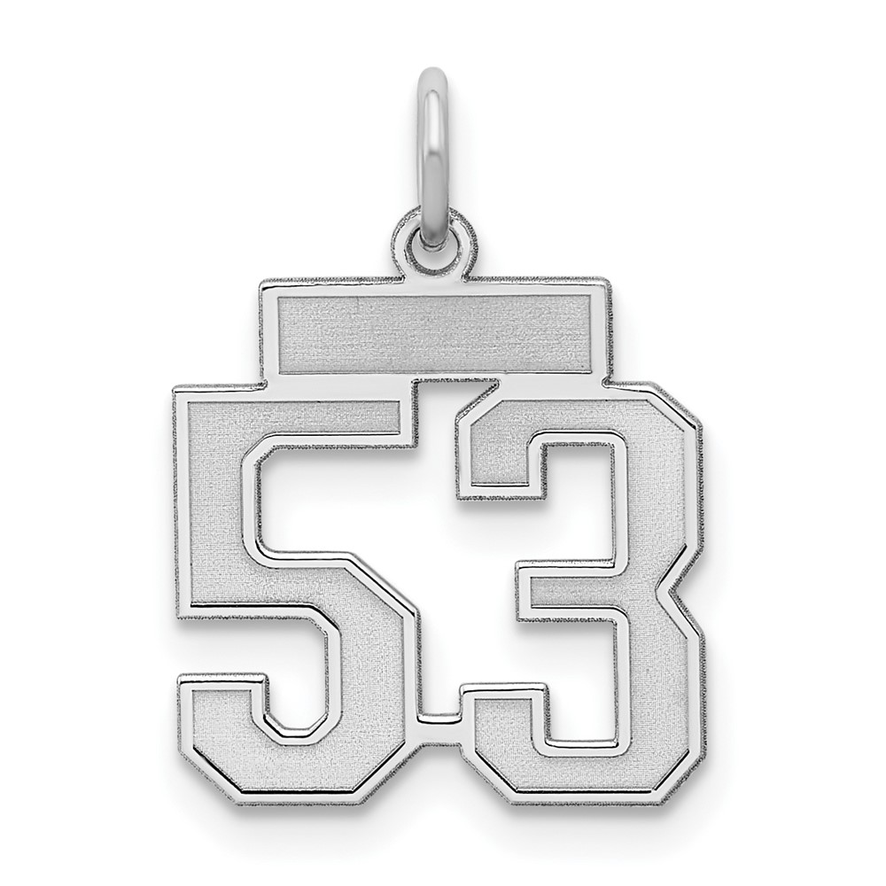 QPS53.jpg Sterling Silver/Rhodium-plated Satin Number 53 Charm - Image 1