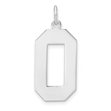 Sterling Silver/Rhodium-plated Polished Number 0 Charm