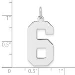 Sterling Silver/Rhodium-plated Polished Number 6 Charm - Image 4