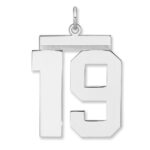Sterling Silver/Rhodium-plated Polished Number 19 Charm
