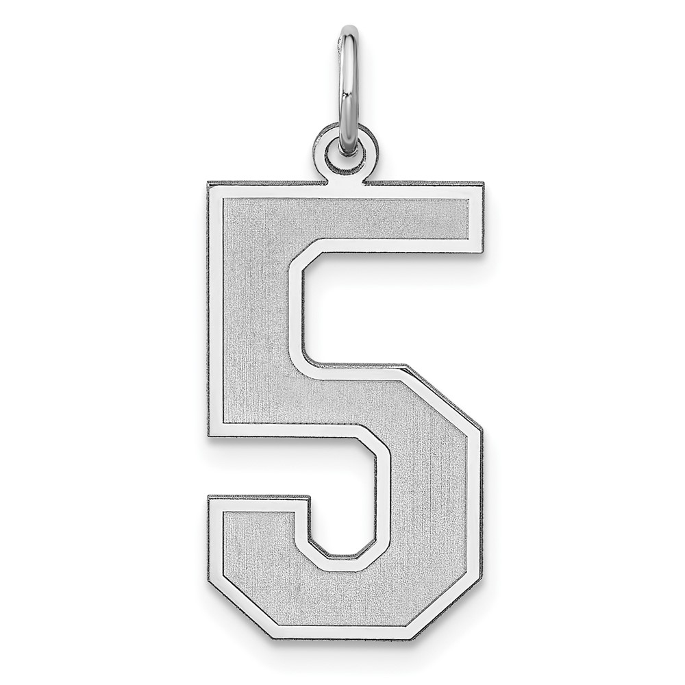 QPXP05.jpg Sterling Silver/Rhodium-plated Satin Number 5 Charm - Image 1