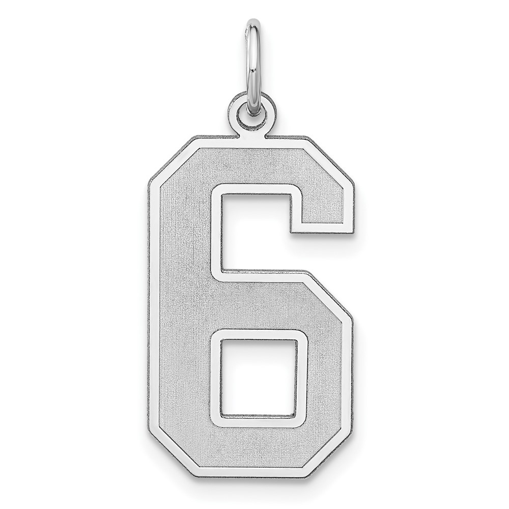 QPXP06.jpg Sterling Silver/Rhodium-plated Satin Number 6 Charm - Image 1