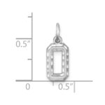 Sterling Silver Rhodium-plated Diamond-cut #0 Charm - Image 3