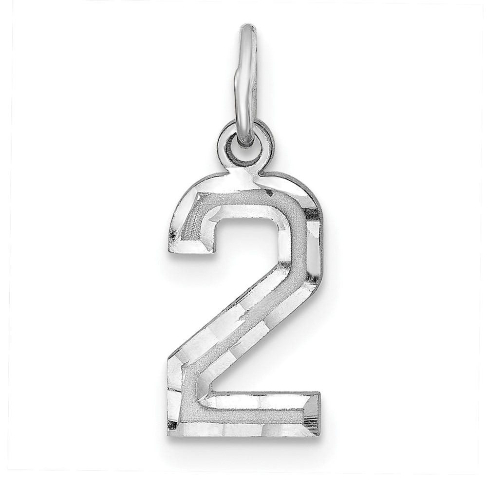 QSN02.jpg Sterling Silver Rhodium-plated Diamond-cut #2 Charm - Image 1
