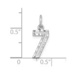 Sterling Silver Rhodium-plated Diamond-cut #7 Charm - Image 4