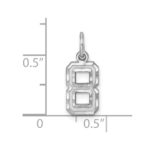 Sterling Silver Rhodium-plated Diamond-cut #8 Charm - Image 4