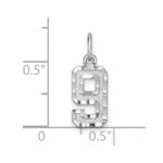 Sterling Silver Rhodium-plated Diamond-cut #9 Charm - Image 4