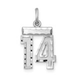 Sterling Silver Rhodium-plated Diamond-cut #14 Charm
