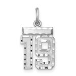 Sterling Silver Rhodium-plated Diamond-cut #19 Charm