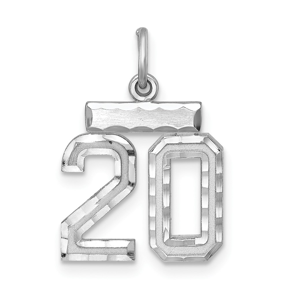 QSN20.jpg Sterling Silver Rhodium-plated Diamond-cut #20 Charm - Image 1