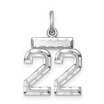 Sterling Silver Rhodium-plated Diamond-cut #22 Charm