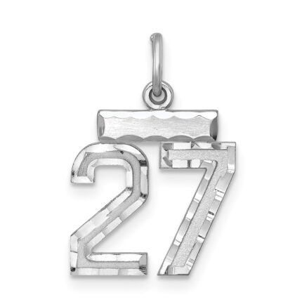 Sterling Silver Rhodium-plated Diamond-cut #27 Charm