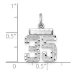 Sterling Silver Rhodium-plated Diamond-cut #35 Charm - Image 3