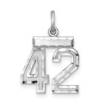 Sterling Silver Rhodium-plated Diamond-cut #42 Charm