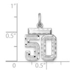 Sterling Silver Rhodium-plated Diamond-cut #50 Charm - Image 3