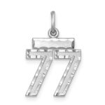 Sterling Silver Rhodium-plated Diamond-cut #77 Charm