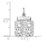 Sterling Silver Rhodium-plated Diamond-cut #99 Charm - Image 3
