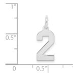 Sterling Silver/Rhodium-plated Polished Number 2 Charm - Image 3
