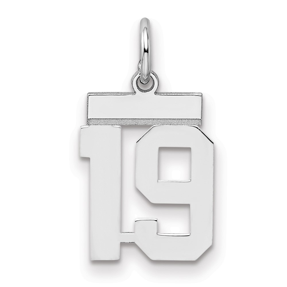 QSS19.jpg Sterling Silver/Rhodium-plated Polished Number 19 Charm - Image 1