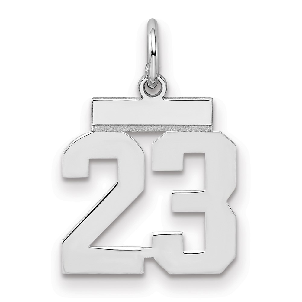 QSS23.jpg Sterling Silver/Rhodium-plated Polished Number 23 Charm - Image 1