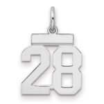 Sterling Silver/Rhodium-plated Polished Number 28 Charm