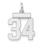 Sterling Silver/Rhodium-plated Polished Number 34 Charm