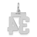 Sterling Silver/Rhodium-plated Polished Number 34 Charm - Image 4