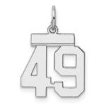 Sterling Silver/Rhodium-plated Polished Number 49 Charm