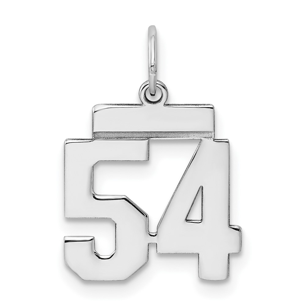 QSS54.jpg Sterling Silver/Rhodium-plated Polished Number 54 Charm - Image 1