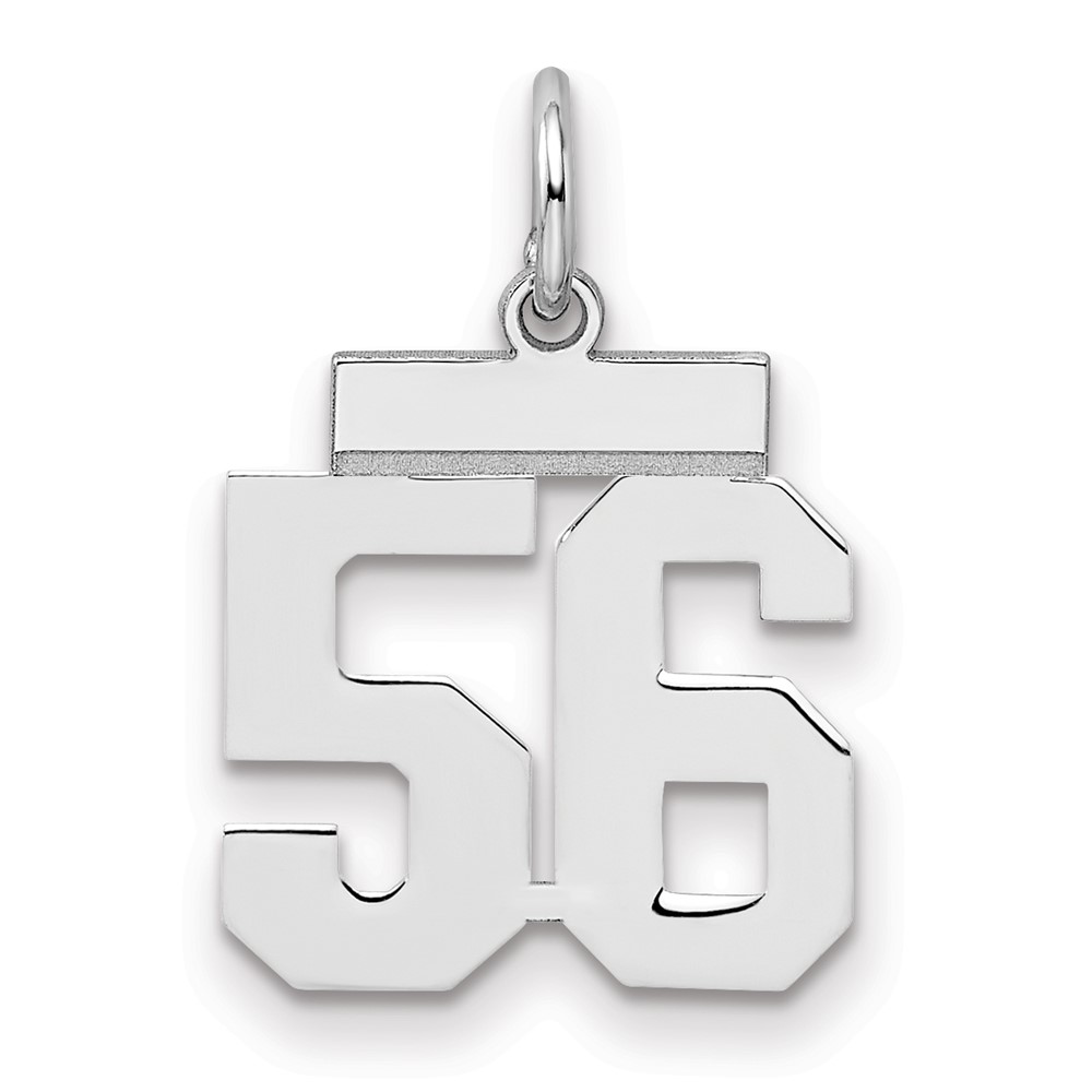 QSS56.jpg Sterling Silver/Rhodium-plated Polished Number 56 Charm - Image 1