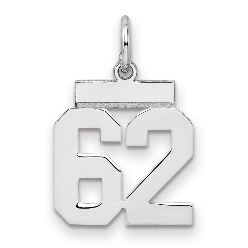 QSS62.jpg Sterling Silver/Rhodium-plated Polished Number 62 Charm - Image 1