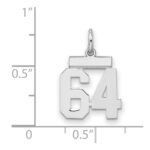 Sterling Silver/Rhodium-plated Polished Number 64 Charm - Image 2