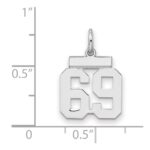 Sterling Silver/Rhodium-plated Polished Number 69 Charm - Image 2