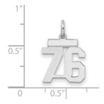 Sterling Silver/Rhodium-plated Polished Number 76 Charm - Image 2