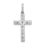 Sterling Silver Rhodium-plated Laser Designed Cross Pendant